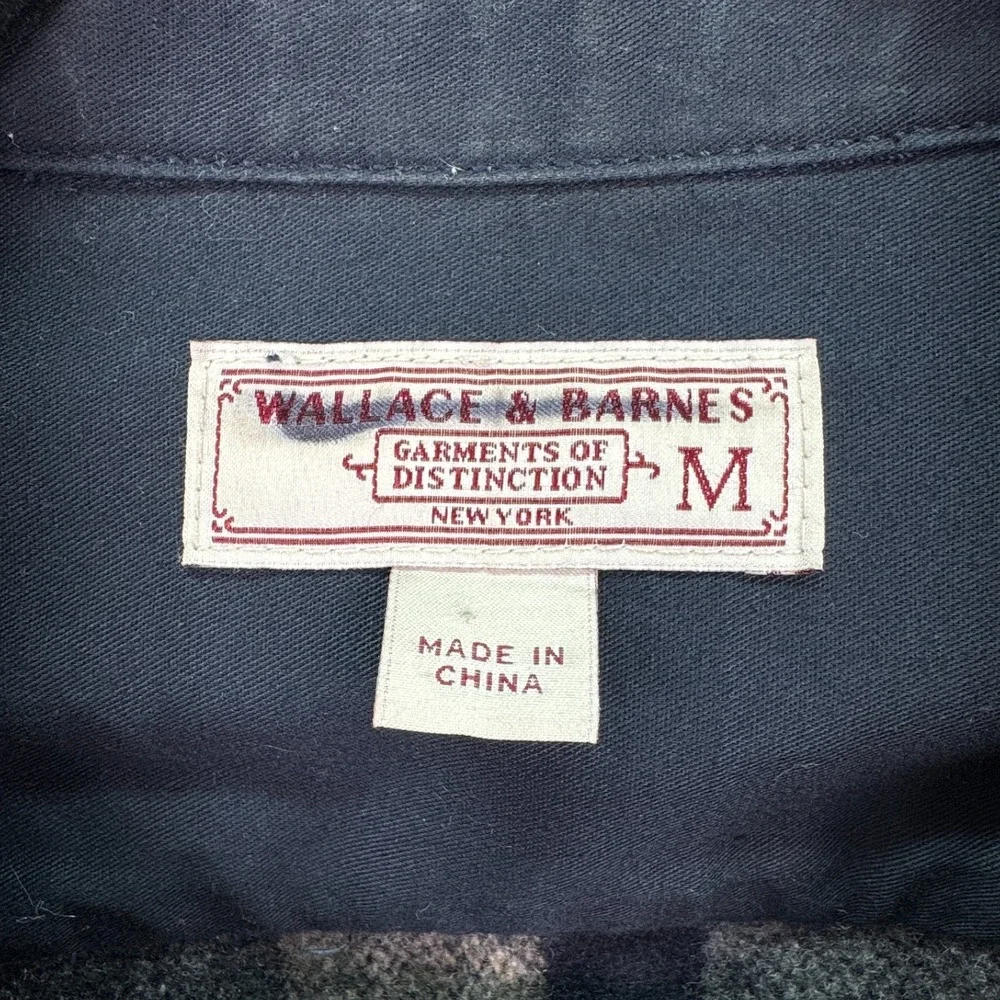 Wallace & Barnes Shacket Mens M Blue Gray Plaid Wool Blend Rugged‎ Outdoor Work